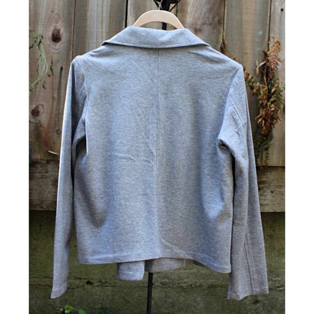 New w/Tags - Eileen Fisher Organic Cotton Herringbone Moto Jacket, Moon, Med - Picture 5 of 13